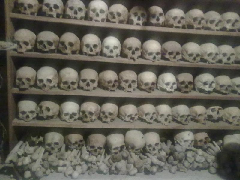 skulls of monks who lived in Great Meteoron